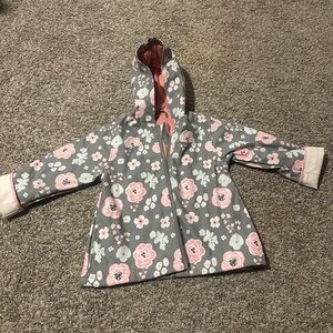 Floral Kids Rain Jacket - Gray and Pink Stephen Joseph